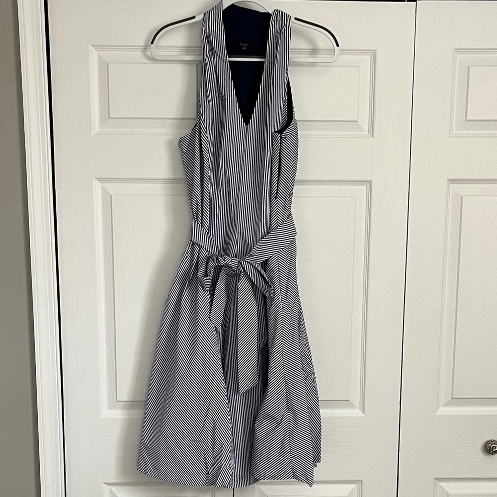 Talbots Striped Backless Dress in Navy and White